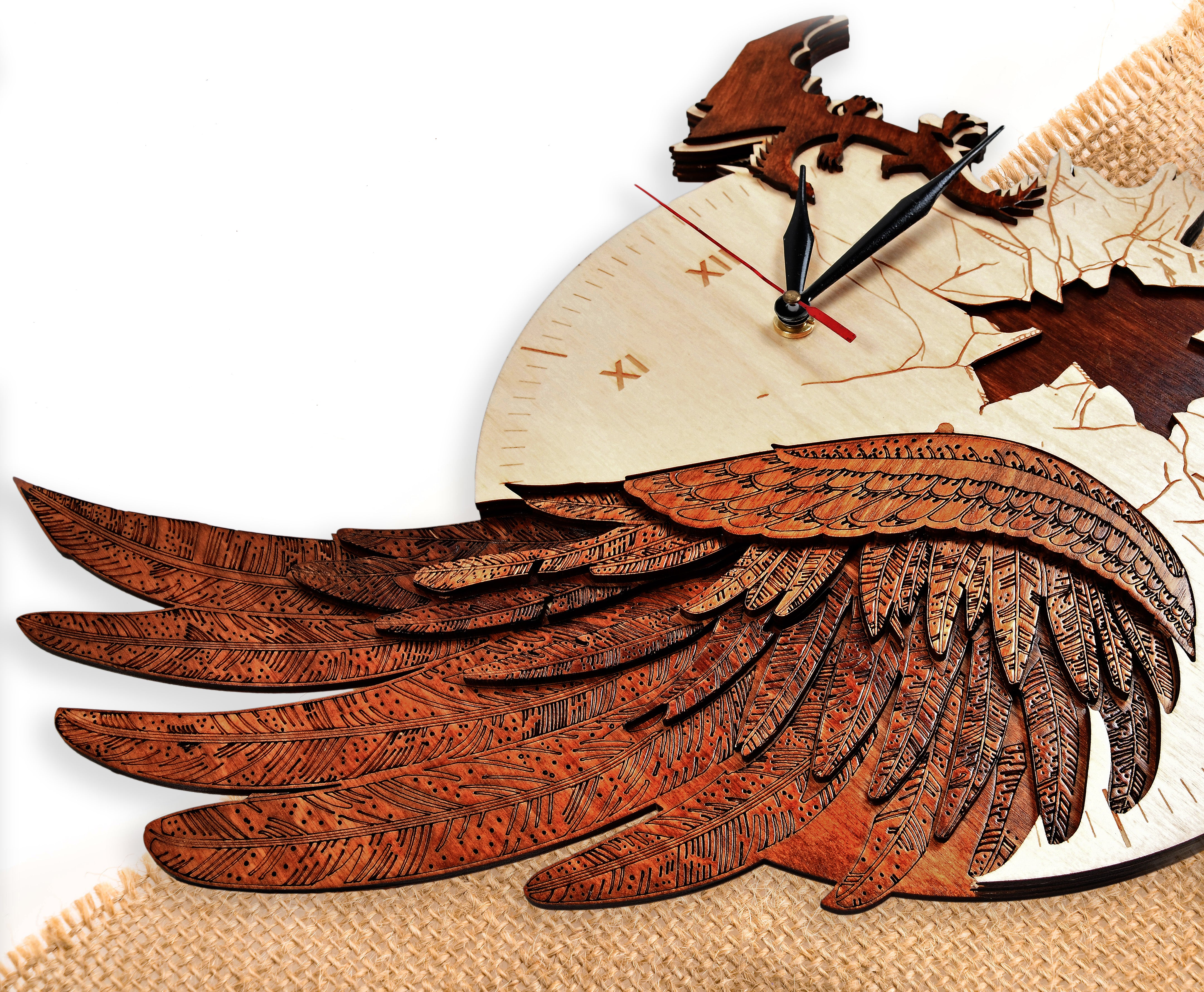 Time flies - Qreative Qick Wall Clock | Wooden Wall Art | Vintage Clocks | Clocks to Gift | Modern Clock | Wooden Clocks|Decor |Dragon clock
