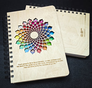 Mandala Notebook - Wooden Diary | Wooden Notebook |  Wooden Personalized notebook | A5 diary | Planner | Vintage Note book | Mandala Cut