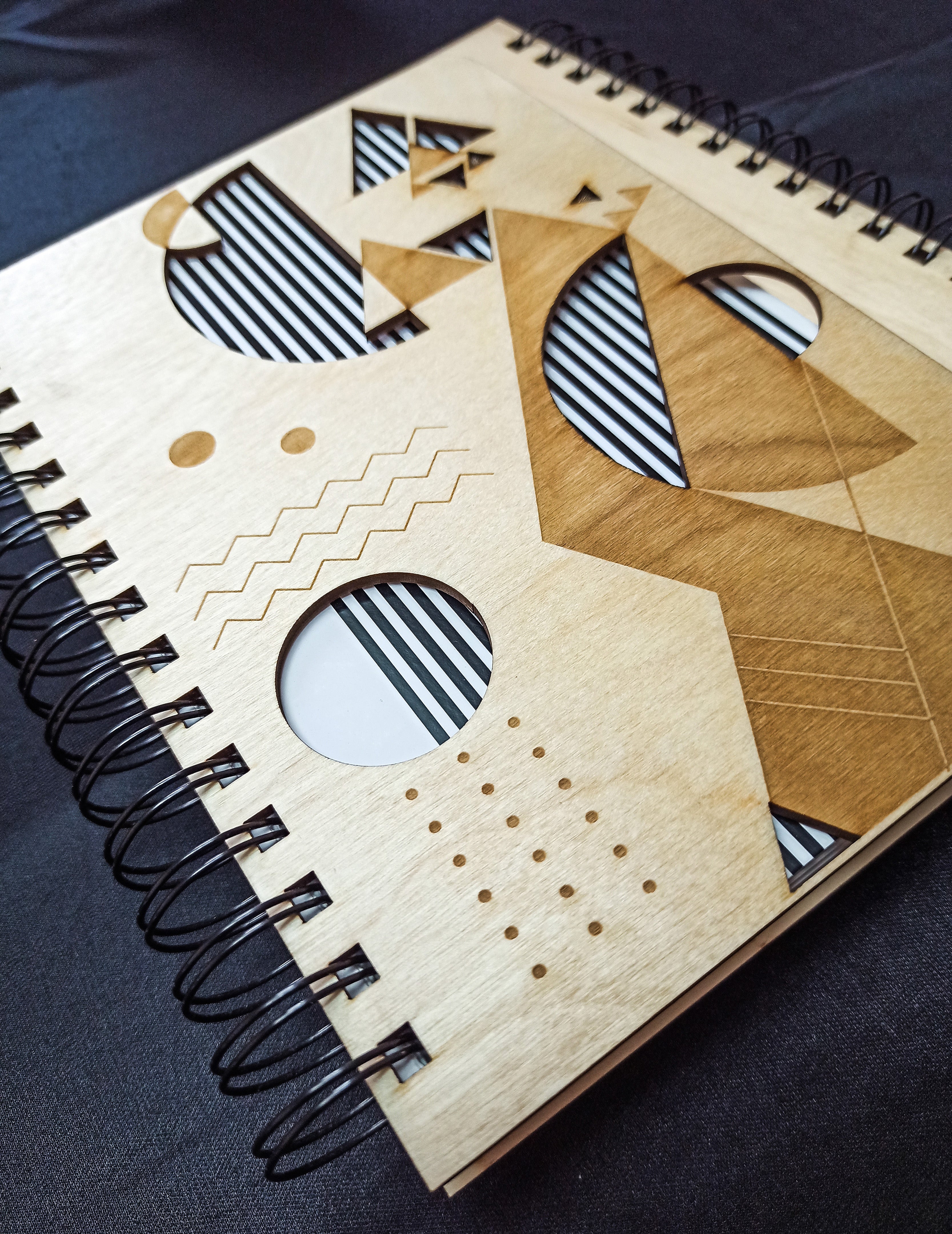 Designer geometry - Wooden Diary | Wooden Notebook |  Wooden Personalized notebook | A5 diary | Planner | Vintage Note book