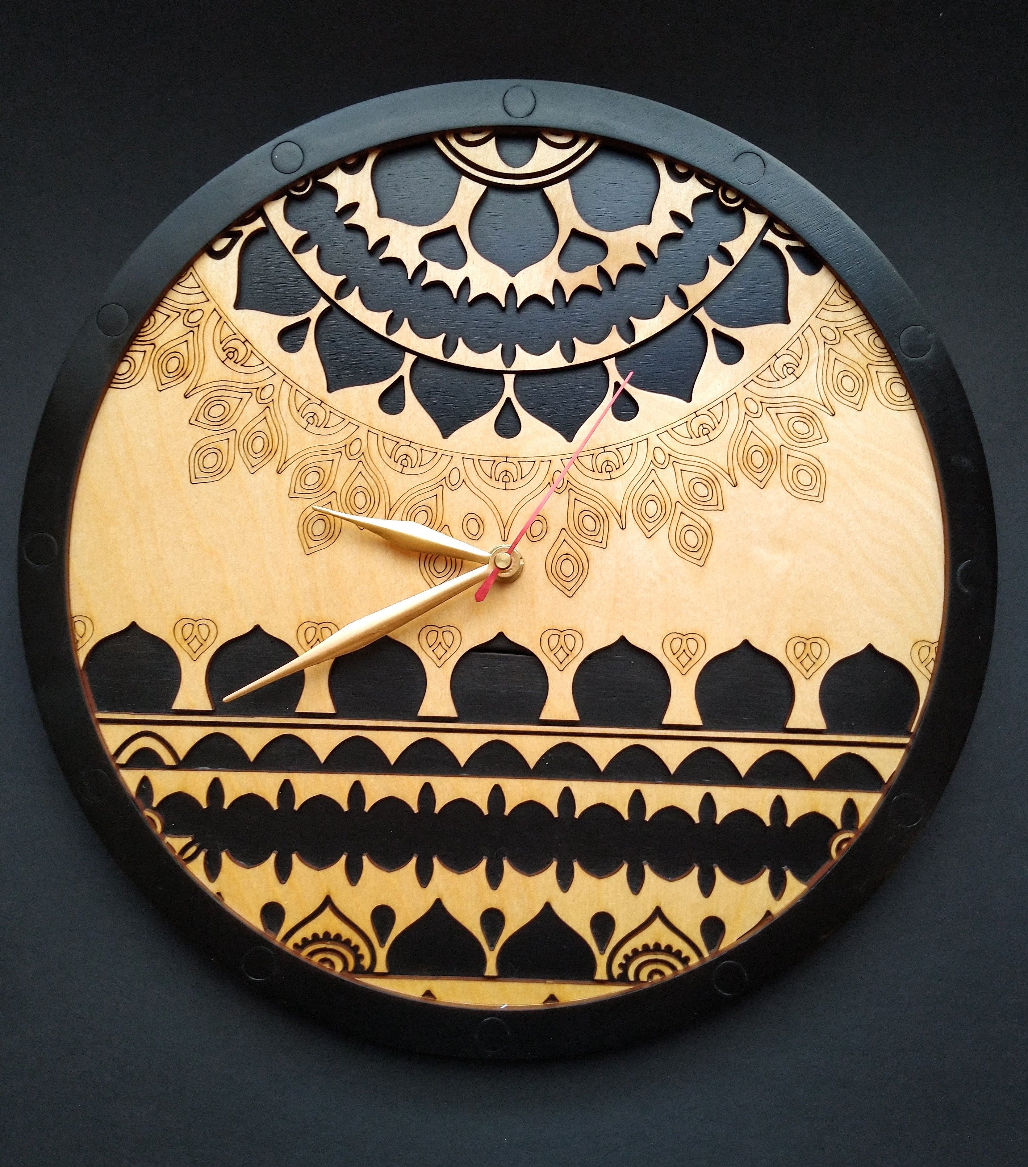 Black Arabia | Wooden Wall Art | Colorful Clocks | Clocks to Gift | Mandala Clock | Wooden Clocks| Decor