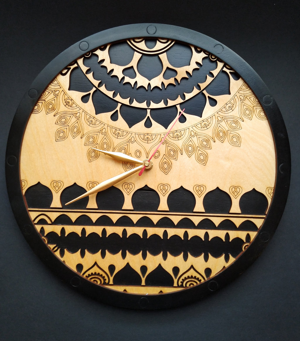 Black Arabia | Wooden Wall Art | Colorful Clocks | Clocks to Gift | Mandala Clock | Wooden Clocks| Decor