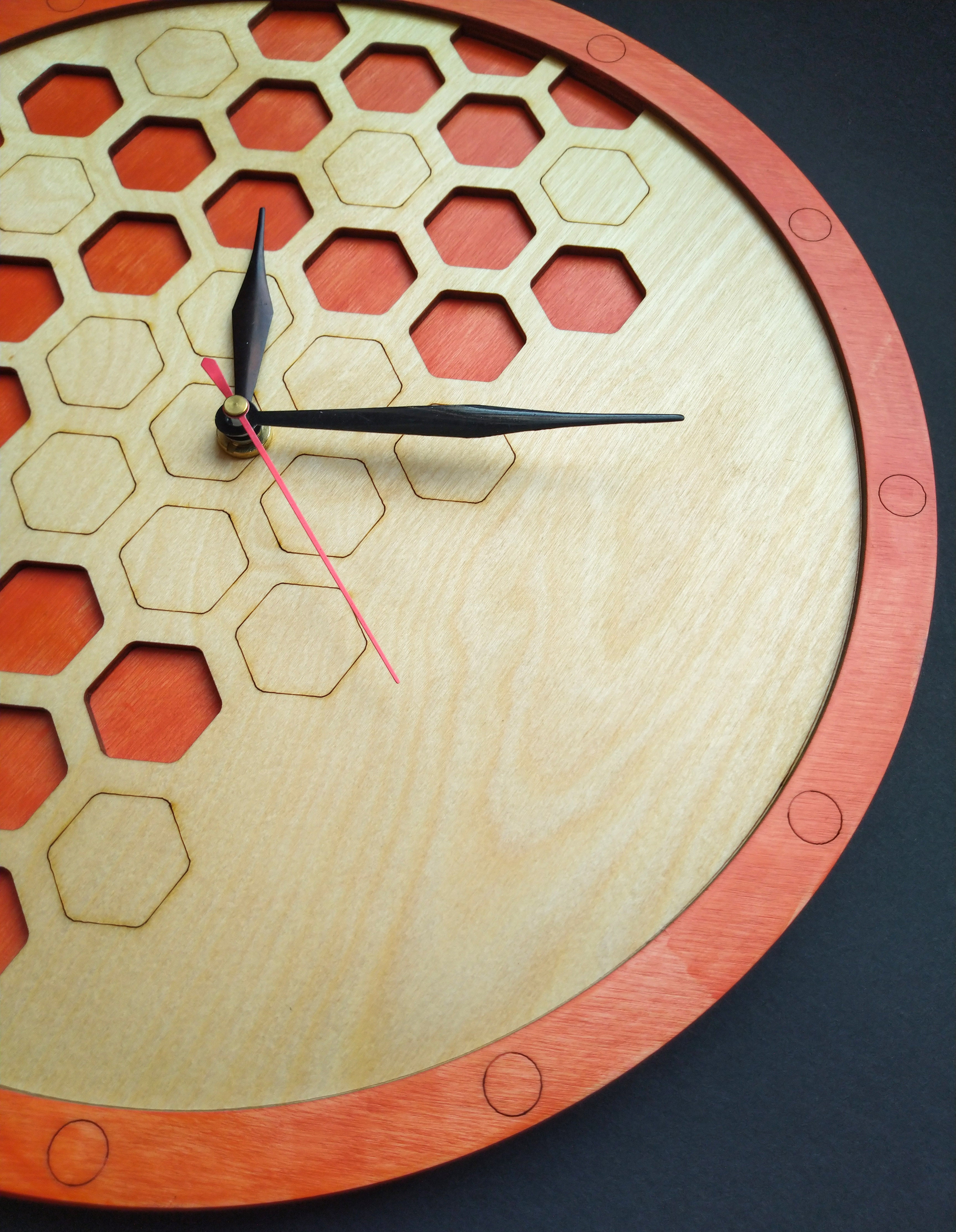 Orange Beehive | Wooden Wall Art | Colorful Clocks | Clocks to Gift | Mandala Clock | Wooden Clocks| Decor