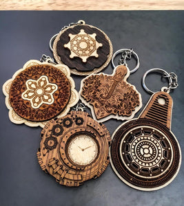 Set of 5 Mandal - Punk Keyrings | Qreative Qick Keychains | Wooden Keychains