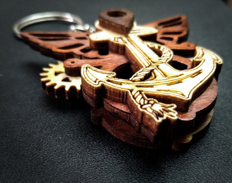 Nautical Knick knack a set of 2 - Qreative Qick Keychain | Wooden Keychain