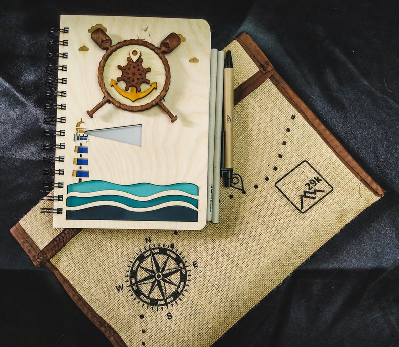 Maritime Notebook  - Qreative Qick Diary | Wooden Diary |Vintage Diary|book to Gift| | Wooden Planner